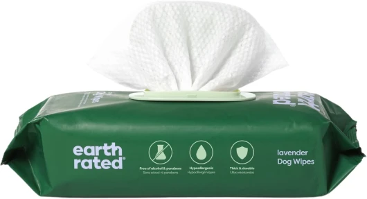 Earth Rated Lingettes hypoallergéniques pour Chiens, nettoyantes et Anti-odeurs, pour Pattes, Corps et arrière-Train, parfaites pour Chiots et Chiens Adultes, Parfum Lavande, 100 lingettes