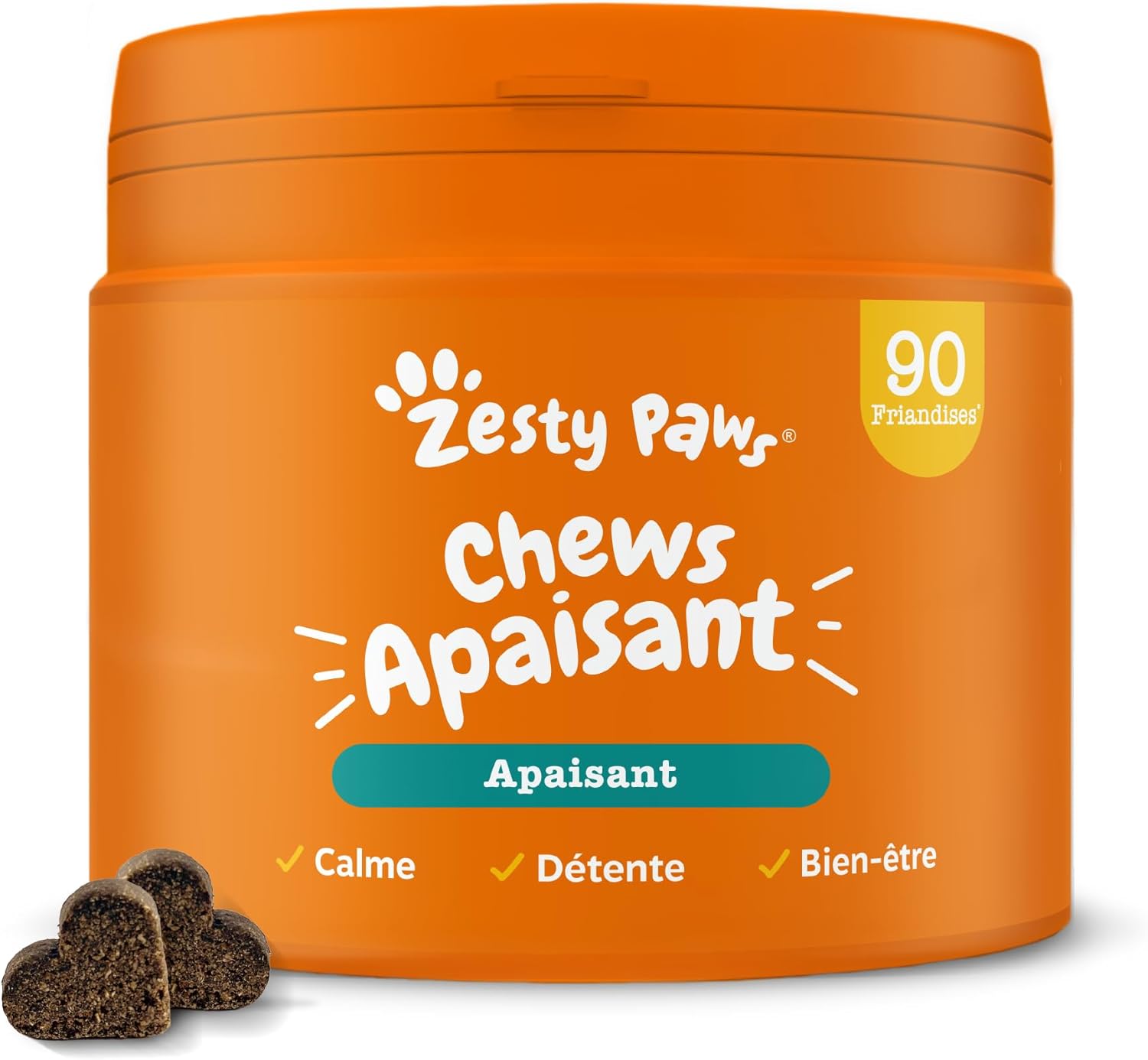 Zesty Paws Calming - Apaisant - Complément pour Chien sous Forme de friandise - Anti Stress Chien - calmant pour Chien - Hyperactivité - Ashwagandha, Thé Vert et L-Tryptophane - 90 Unités