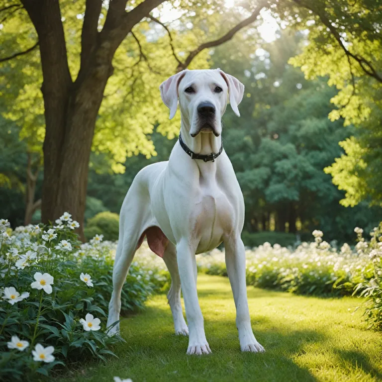 Le charme du dogue allemand blanc