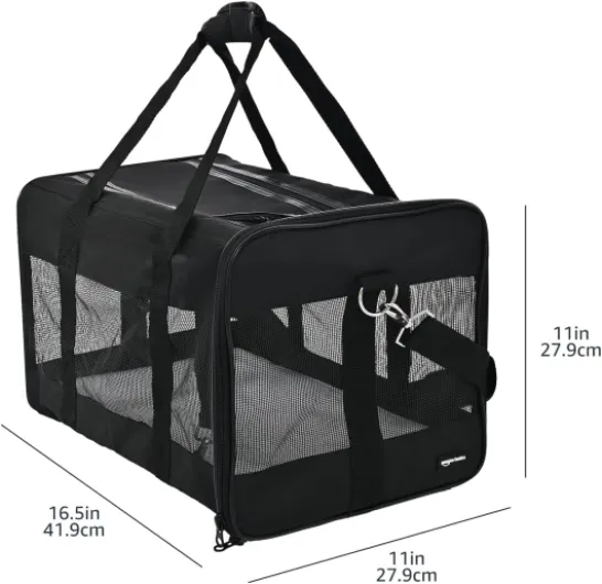 AMZSC-002 Sac de Transport à Parois Souples pour Animal Chien de Compagnie Noir Taille M, L 42 x l 27 x H 28 cm Noir L 42 x l 28 x H 28 cm