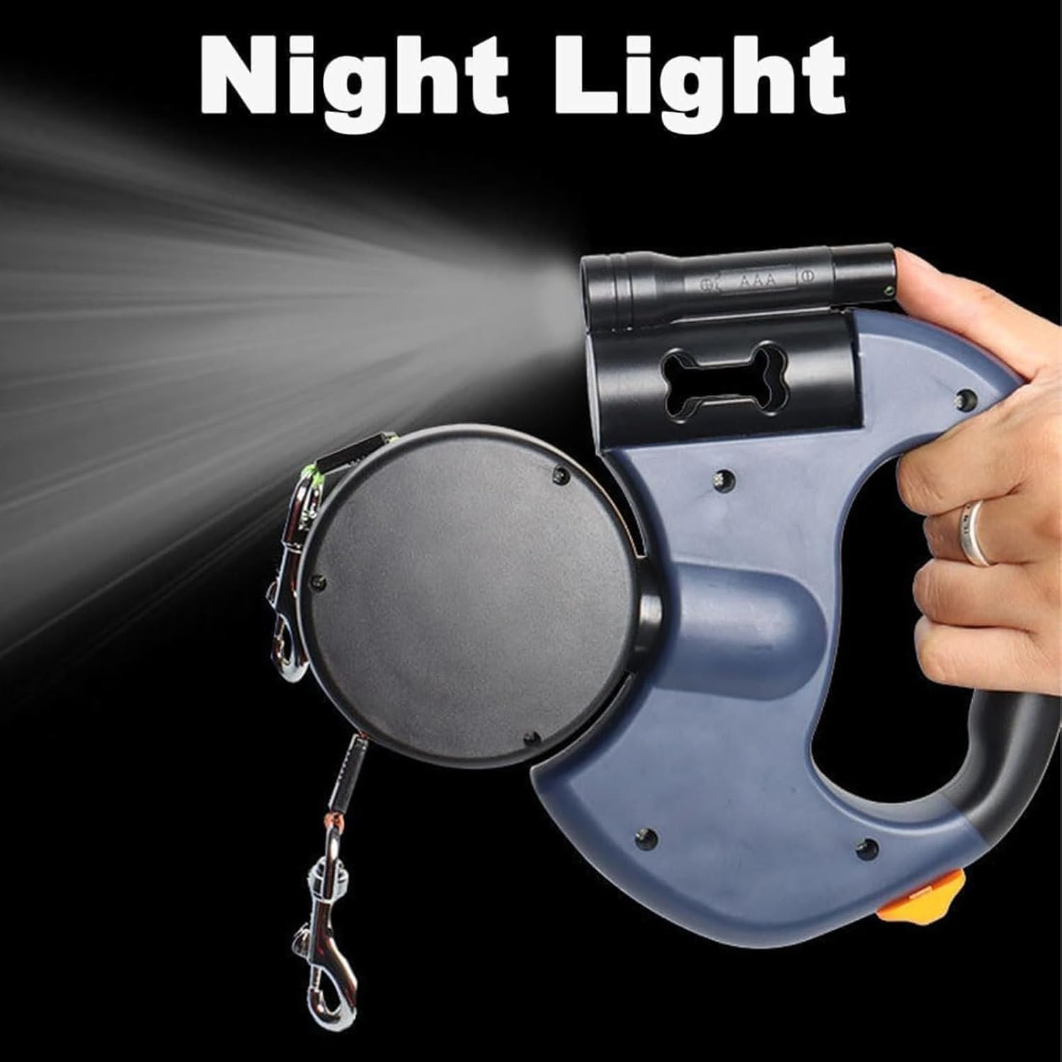 Laisse Double pour 2 Chiens, Laisse Double, Laisse Rétractable De 5 M Pet, À 360° en Enchevêtrement Câble De Sécurité Réfléchissant pour Promenades Nocturnes, Jogging Et Camping avec (Bleu) Noir