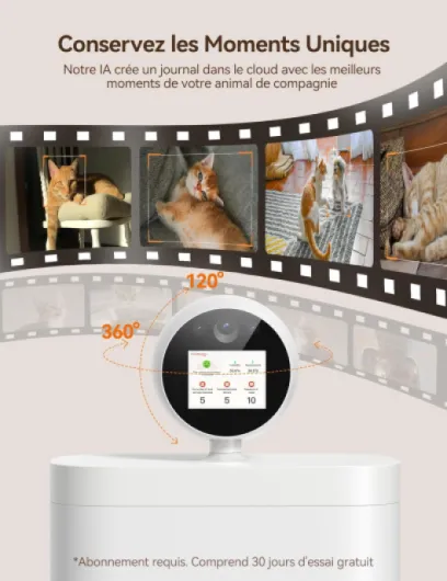 5.5L Distributeur Croquettes Chat Automatique avec HD 3MP 360°Caméra, Wi-FI 2.4G/5G IA Distributeur Croquettes Chien avec Vision Nocturne, Audio Bidirectionnel, Écran IPS & APP Contrôle