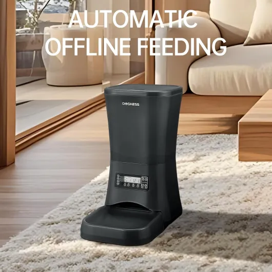 DOGNESS Distributeur Croquettes Chien Automatique 9L, Distributeur Croquettes Chat Automatique, Programmable avec Minuterie et Contrôle des Portions Noir-9L