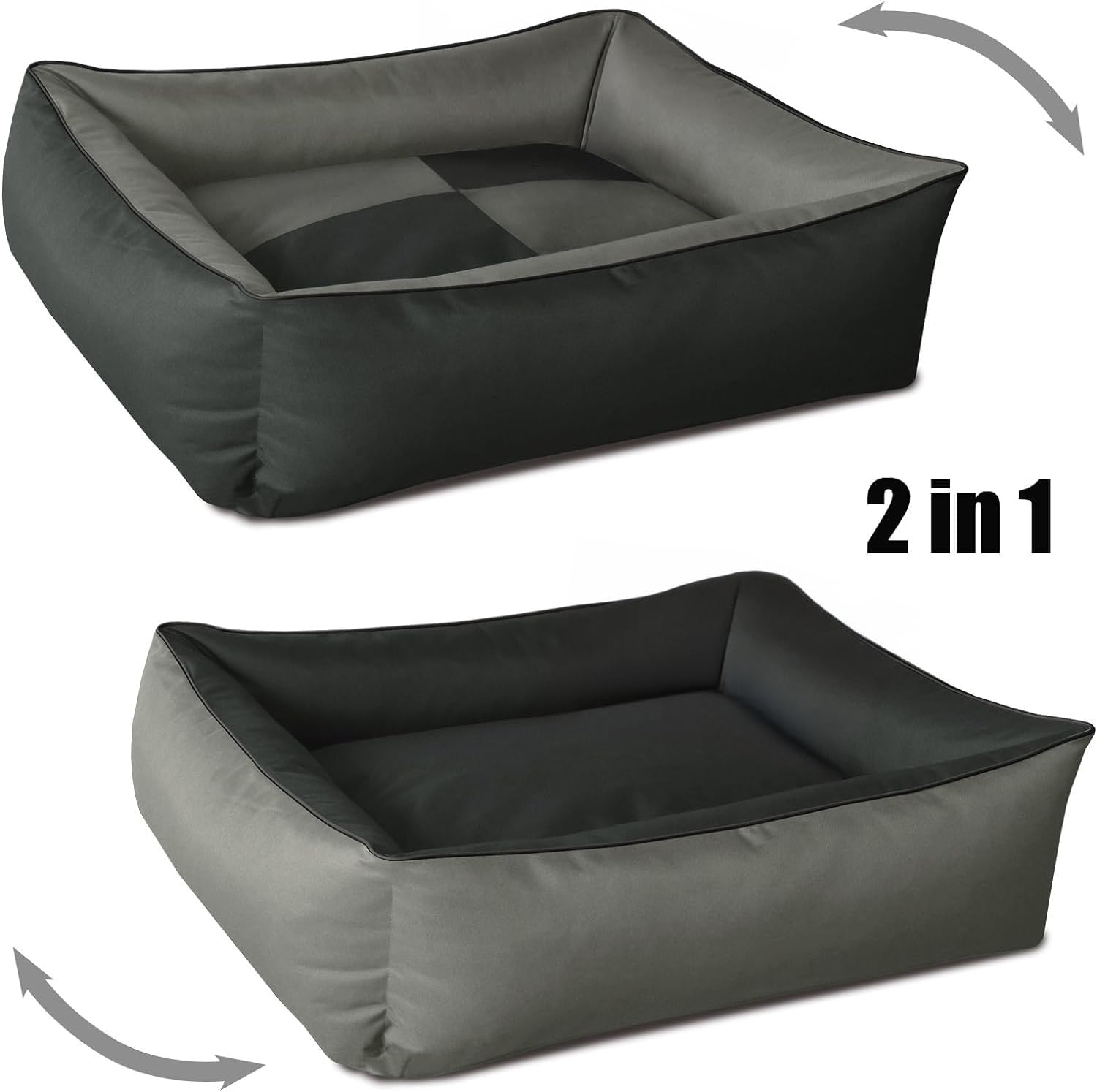 Max Quattro 2en1, Anthracite/Gris, XL env.100x85 cm,Panier Corbeille, lit pour Chien, Coussin de Chien ROCK-FLOW (anthracite/gris) L 100 x l 85 x H 23 cm