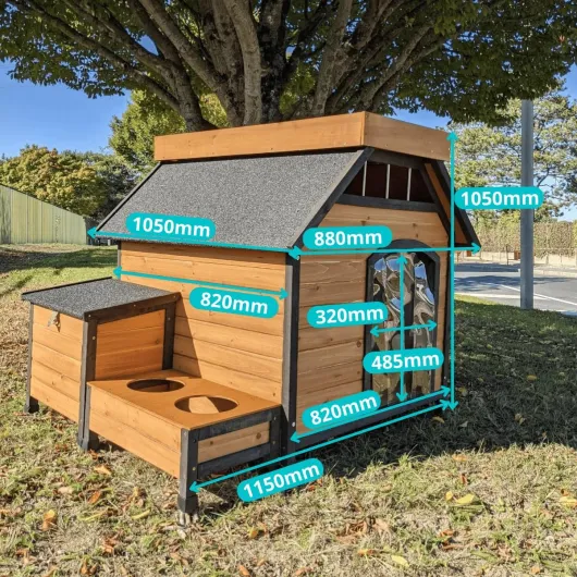 Animal Valley - Niche à Chien Beauceron avec toiture végétale - Bois et Shingle - L 115 x l 105 x H 105 cm - Taille M - Beige et Noir - pour Chiens de Taille Moyenne