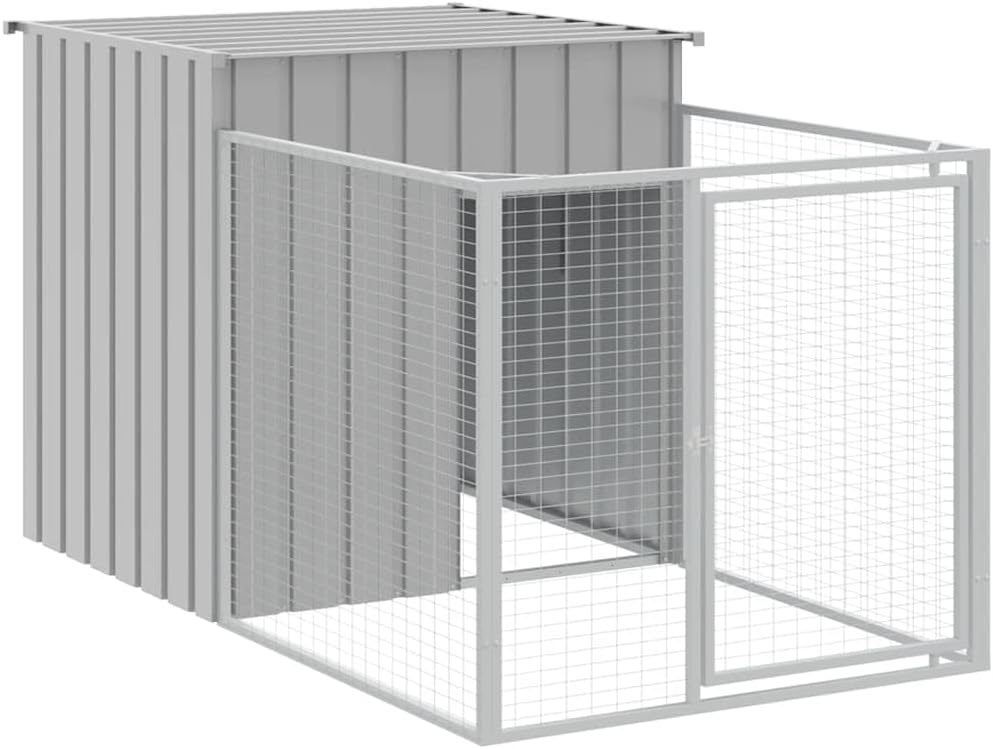 Niche pour Chien avec enclos Gris Clair 110 x 201 x 110 cm Acier galvanisé