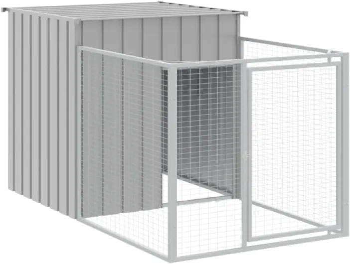 Niche pour Chien avec enclos Gris Clair 110 x 201 x 110 cm Acier galvanisé