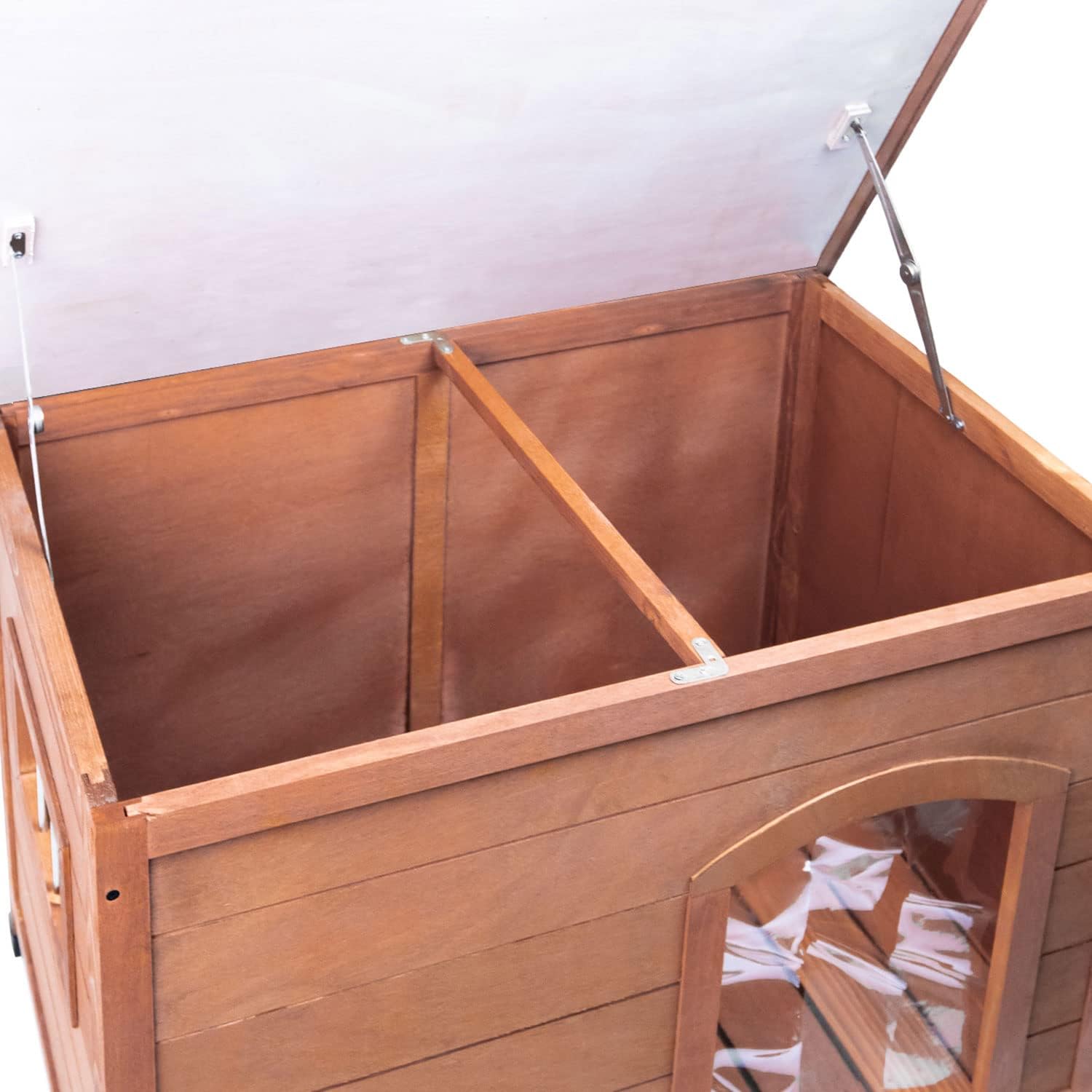 Aqpet Friends Baita Niche en Bois d'extérieur pour Chiens avec Toit ouvrant et Rideaux Thermiques Inclus, Moyenne 104 x 68 x 75 h