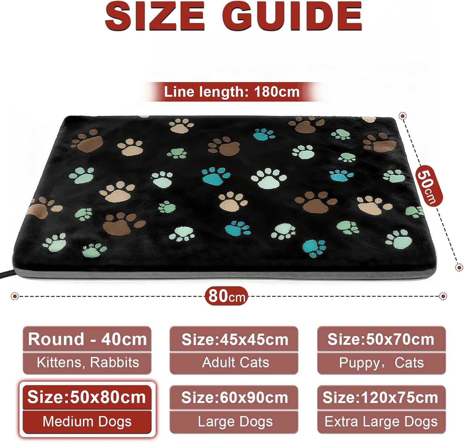 Coussin chauffant pour chien - 81,3 x 50,8 cm - Étanche - Interrupteur thermostat intelligent - Fournitures de mise bas - Lit chauffant pour chien - Ajout de câbles métalliques - Tapis Avec contrôleur L 81 x l 51 x H 1 cm