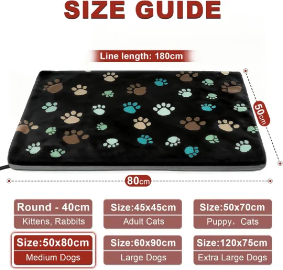 Coussin chauffant pour chien - 81,3 x 50,8 cm - Étanche - Interrupteur thermostat intelligent - Fournitures de mise bas - Lit chauffant pour chien - Ajout de câbles métalliques - Tapis Avec contrôleur L 81 x l 51 x H 1 cm
