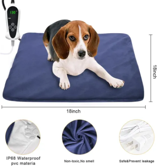 RIOGOO Coussin Chauffant pour Animaux domestiques, Coussin Chauffant électrique pour Tapis de réchaud pour Chiens et Chats, à Extinction Automatique(45x 45cm) S(45x45cm)