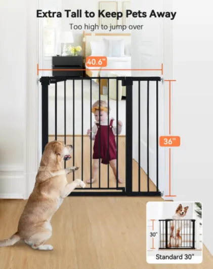 Barriere de Securite Enfant Super Haute, 75-103cm Barriere Chien Escalier, sans Percage, Extensible, Fermeture Automatique, Monté sous Pression (Noir) 103 x 91,5 cm Noir
