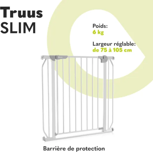 Truus Slim Barrera de protección 75-105 cm Barrière de Sécurité pour Enfants et Animaux pour Portes et Escaliers Función AutoStop Gris XL Standard