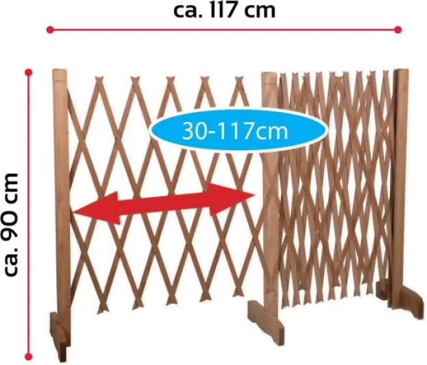 Barrière de Chien en Bois - Largeur Extensible 30-140 cm - Barrière Autoportante pour Chiens