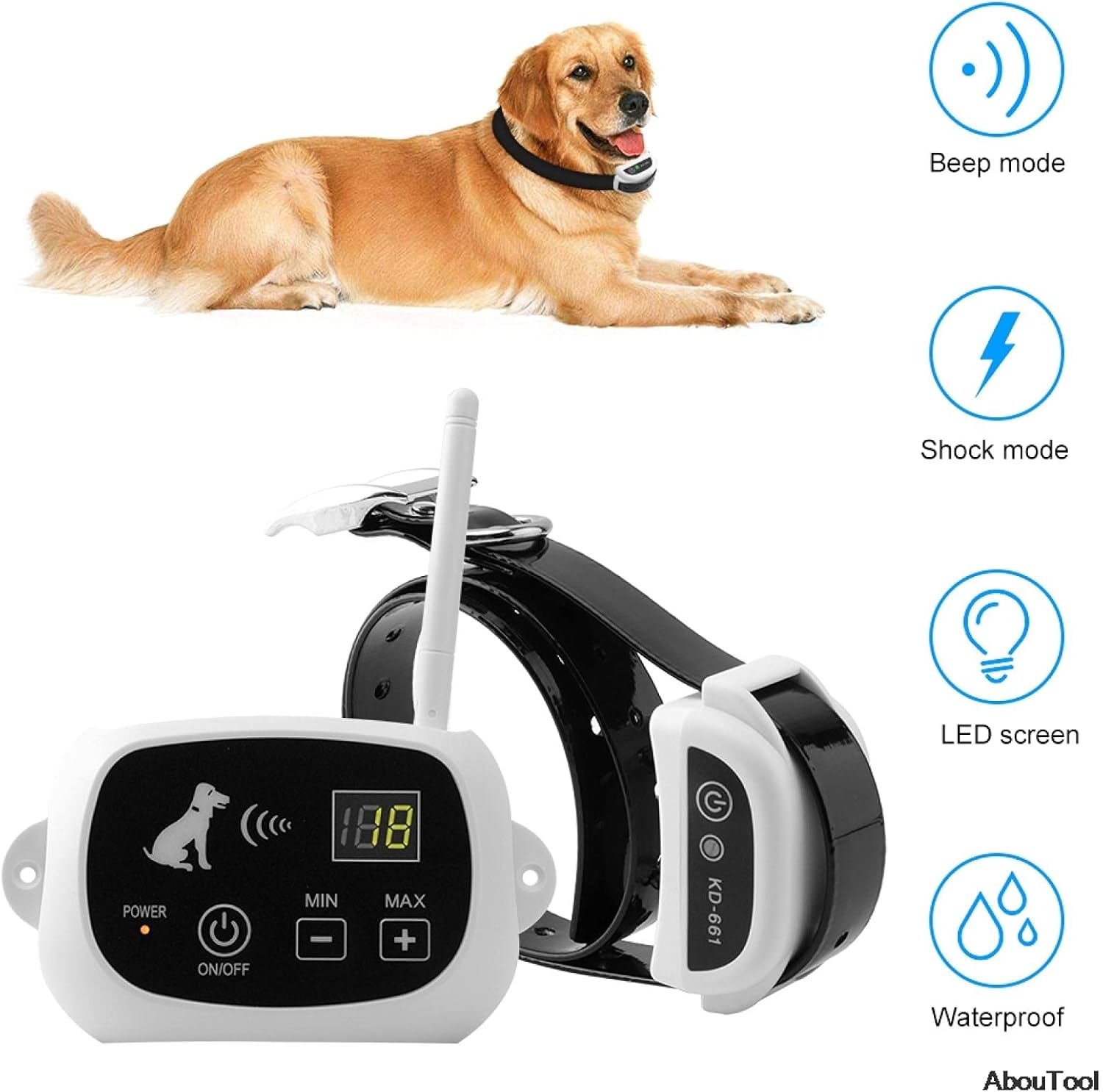 Système à Distance de clôture pour Chien sans Fil KD-661 Gros Chiens Dispositif de clôture électronique Collier de Dressage pour Animaux de Compagnie étanche Choc électrique réglable 1with1
