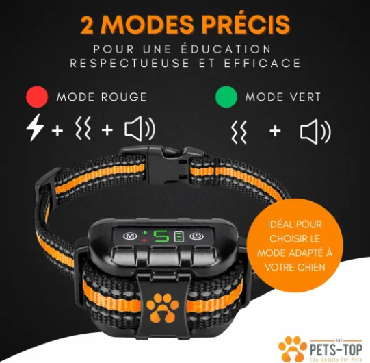 Collier Anti Aboiement Chien - Collier Anti Aboiement pour Chien Electrique, Vibrant, Sonore - IP67, Convient aux Gros et Petits Chiens - Ideal pour Le Dressage SMART