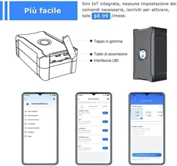 Wanwaytech Traceur GPS Wawaytech pour voiture, moto et chien, autonomie de 90 jours, 6 000 mAh, alarme antivol, suivi global en temps réel, carte SIM gratuite, inclus, traceur GPS caché