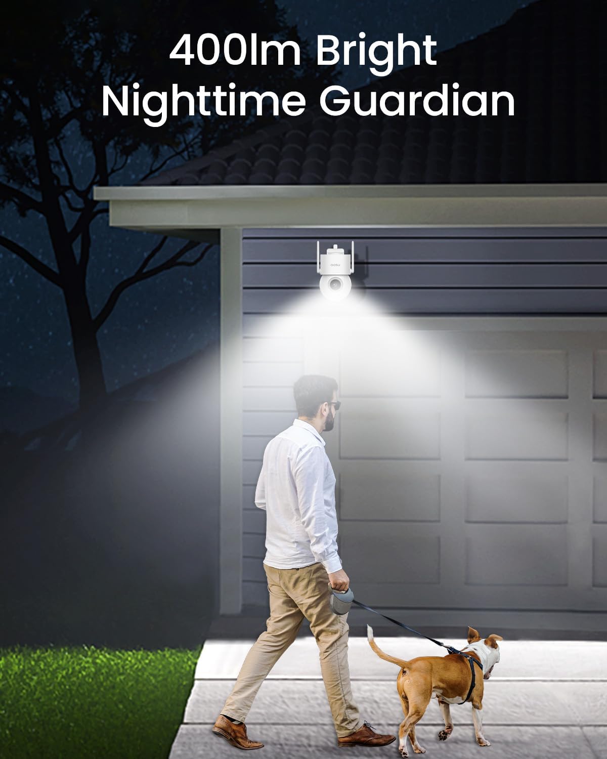 3K 5MP Camera Surveillance WiFi Extérieure Filaire 360°PTZ Caméra IP Exterieur WiFi 2.4GHz, 400Lm Projecteur Vision Nocturne Couleur, Sécurité et Protection des véhicules, 24/7 Enregistrement 1 PACK