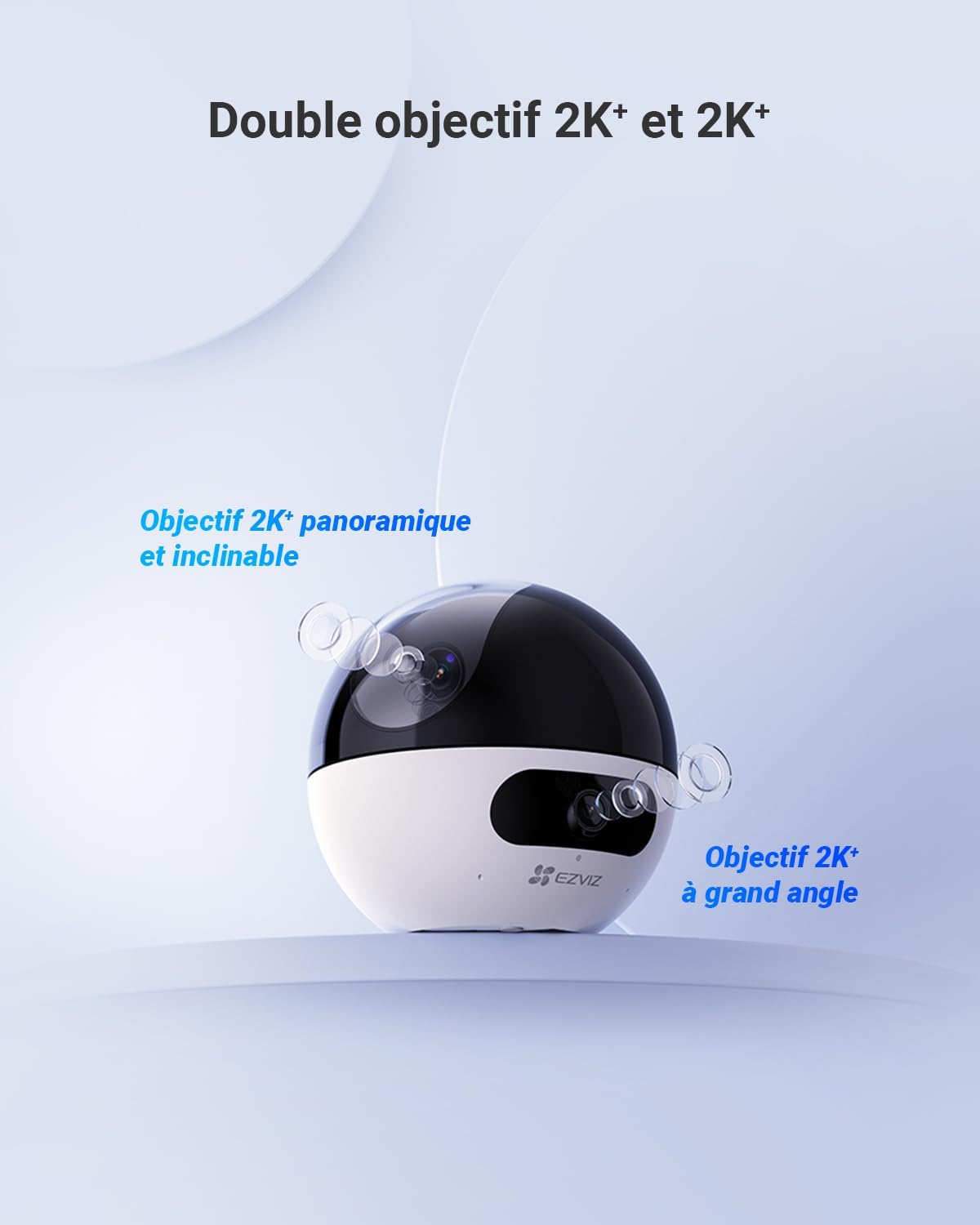 C7 Caméra de Surveillance WiFi Intérieure 4MP à Double Objectif, Caméra de Sécurité 360°, Détection de Personne/Animal, Audio Bidirectionnel, Vision Nocturne, Mode Patrouille/Confidentialité C7 Dual-Lens 4MP+4MP