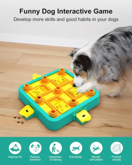 LACCEN Jouet Chien Occupation, Jouet Interactif Chien pour L'entraînement du QI, Stimulation du Cerveau, Puzzle pour Chien pour Chiens de Petite, Moyenne et Grande (Niveau 3 en 1) Bleu & Jaune