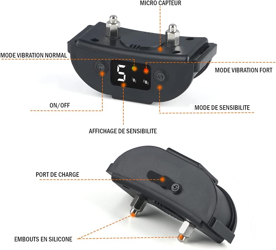 Collier pour Chien Anti ABOIEMENT - SÛR ET Efficace - 7 Modes - pour Petit, Moyen & Grand Chien - Vibration Intelligent ET Non ÉLECTRIQUE - Marque 100% FRANÇAISE