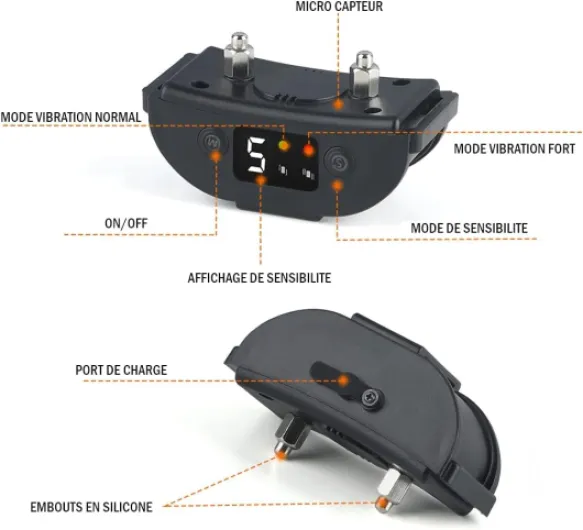 Collier pour Chien Anti ABOIEMENT - SÛR ET Efficace - 7 Modes - pour Petit, Moyen & Grand Chien - Vibration Intelligent ET Non ÉLECTRIQUE - Marque 100% FRANÇAISE