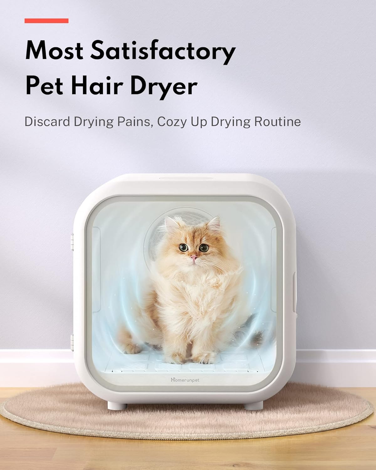 Séchoir pour Animaux, 360° Efficace Automatique et Silencieux Cabine de Séchage avec Contrôle Intelligent de la Température, Idéal pour Chats et Petits Chiens (50L Drybo Plus Pulseur) Blanc