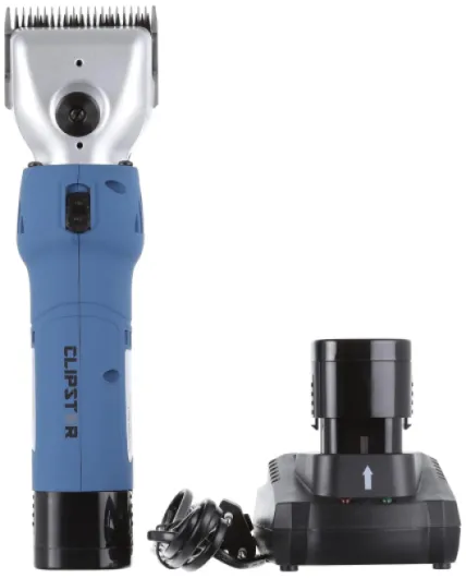 Clipster tondeuse sans fil FarmClipper Akku2, tondeuse pour animaux, avec 2 piles, bleu, 28,5 x 8 x 8 cm, tonte du bétail, vétérinaires, autonomie 120 min