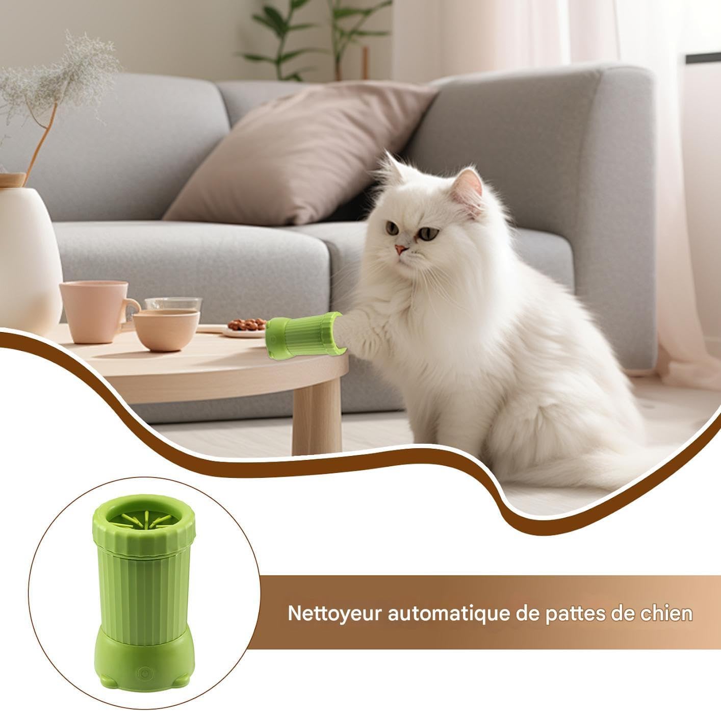 Nettoyeur De Pattes De Chien - Appareil De Lavage De Pattes USB Pour Animaux - Lave-Pattes Automatique - pour Chiens et Chats de Taille Moyenne à Grande Vert
