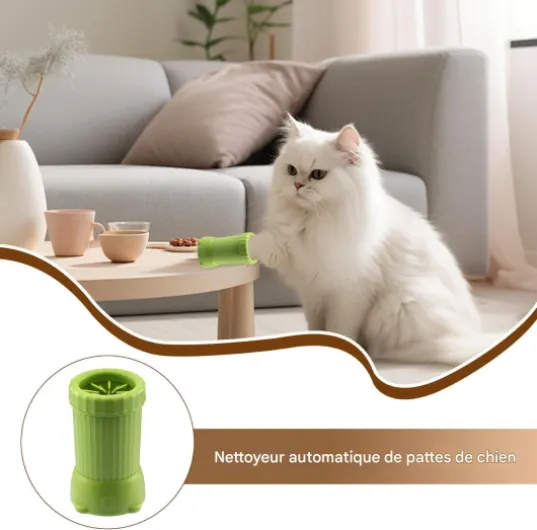 Nettoyeur De Pattes De Chien - Appareil De Lavage De Pattes USB Pour Animaux - Lave-Pattes Automatique - pour Chiens et Chats de Taille Moyenne à Grande Vert