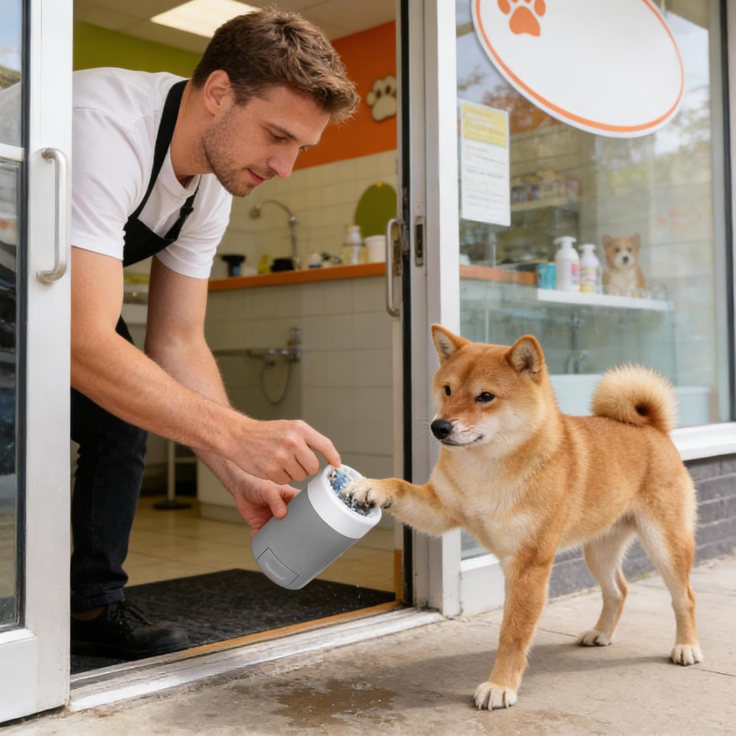 Générique Nettoyeur Automatique pour Pattes de Chien,Godet lavant Automatique Amovible - Idéal pour Laver, Brosser, Promener, Entraîner, Voyager, Maison - Après Promenade et Activités Extérieures Gris
