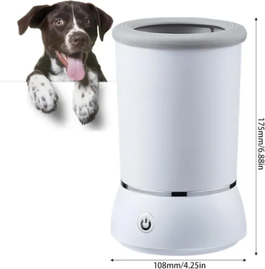 Nettoyeur automatique de pattes de chien : 17 × 10 cm, nettoyeur de pattes de chien électrique à 360 °, brosse en silicone, rechargeable par USB, nettoyant automatique pour chiens de petite et moyenne