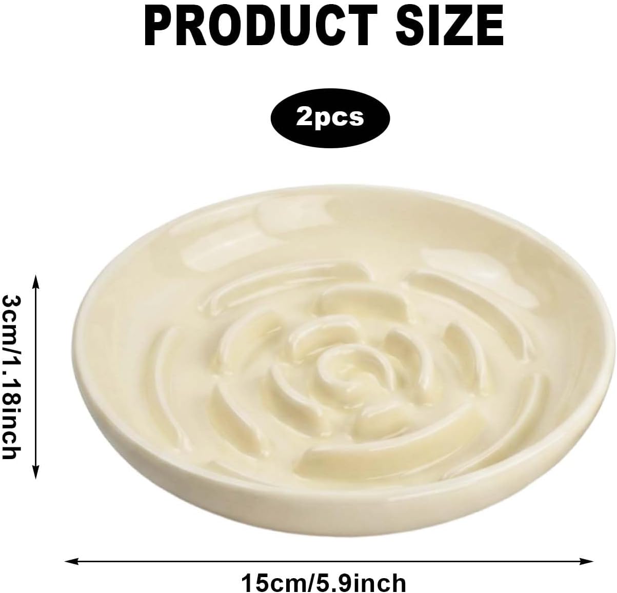 Lot de 2 Gamelle Chat Ceramique 15cm avec Tapis Silicone Antidérapant, Bol Chat Assiette Grande Capacité pour Eau et Croquettes, Gamelle Anti Glouton Chien Chats, Facile à Nettoyer, Résistant, Blanc