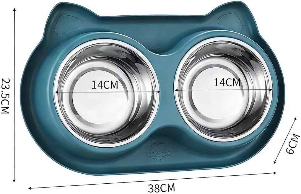 Gamelle Double pour Chien et Chat, Bol Double avec Support Antidérapant, Gamelle Eau et Croquettes pour Animaux VERT