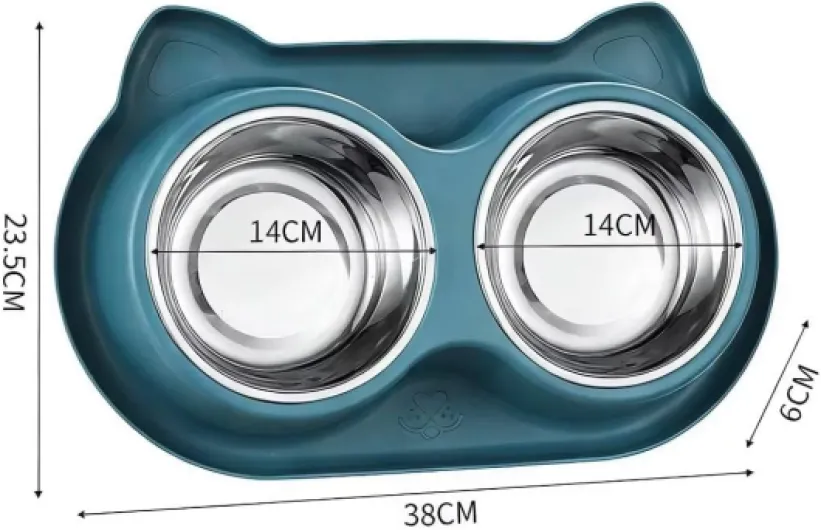 Gamelle Double pour Chien et Chat, Bol Double avec Support Antidérapant, Gamelle Eau et Croquettes pour Animaux VERT