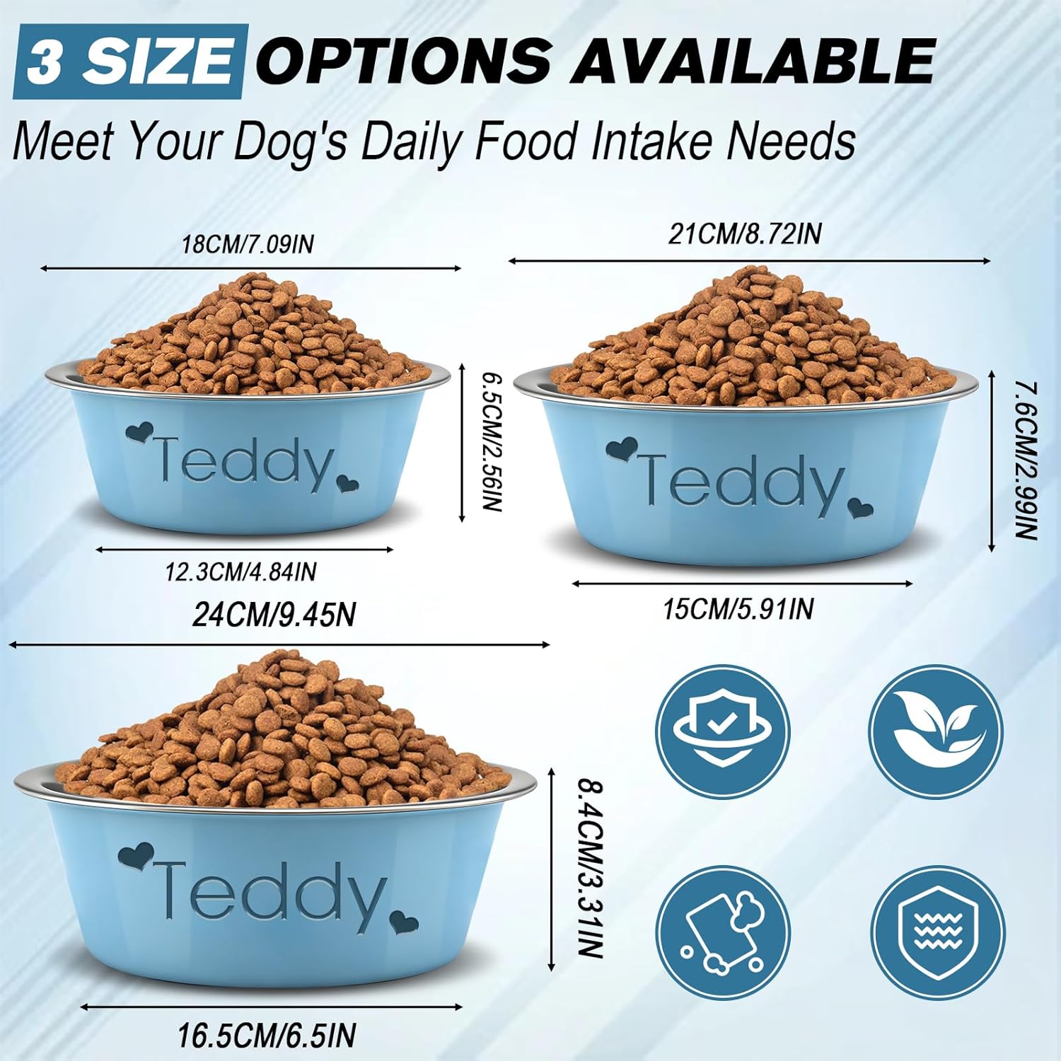 Gamelles Personnalisées pour Chiens - Gamelles en Acier Inoxydable Gravées, 3 Tailles Disponibles, pour Chiens, Chats Et Chiots (Rose)