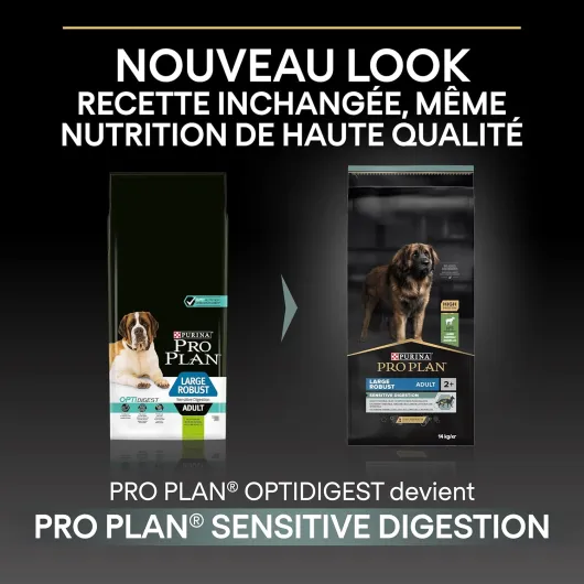 PURINA PRO PLAN - Sensitive Digestion - Croquettes complètes pour chien de grande taille & corpulence robuste - Favorise un système digestif sain - Riche en Agneau - Croquettes - Sac de 14kg Agneau Large Robust