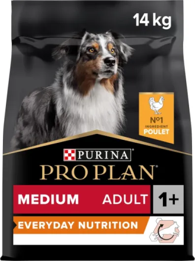 PURINA PRO PLAN - Everyday Nutrition - Croquettes pour Chien Adulte de taille moyenne - Riche en Poulet - Favorise le maintien en bonne santé - Sac - 14kg Poulet 14 kg (Lot de 1)