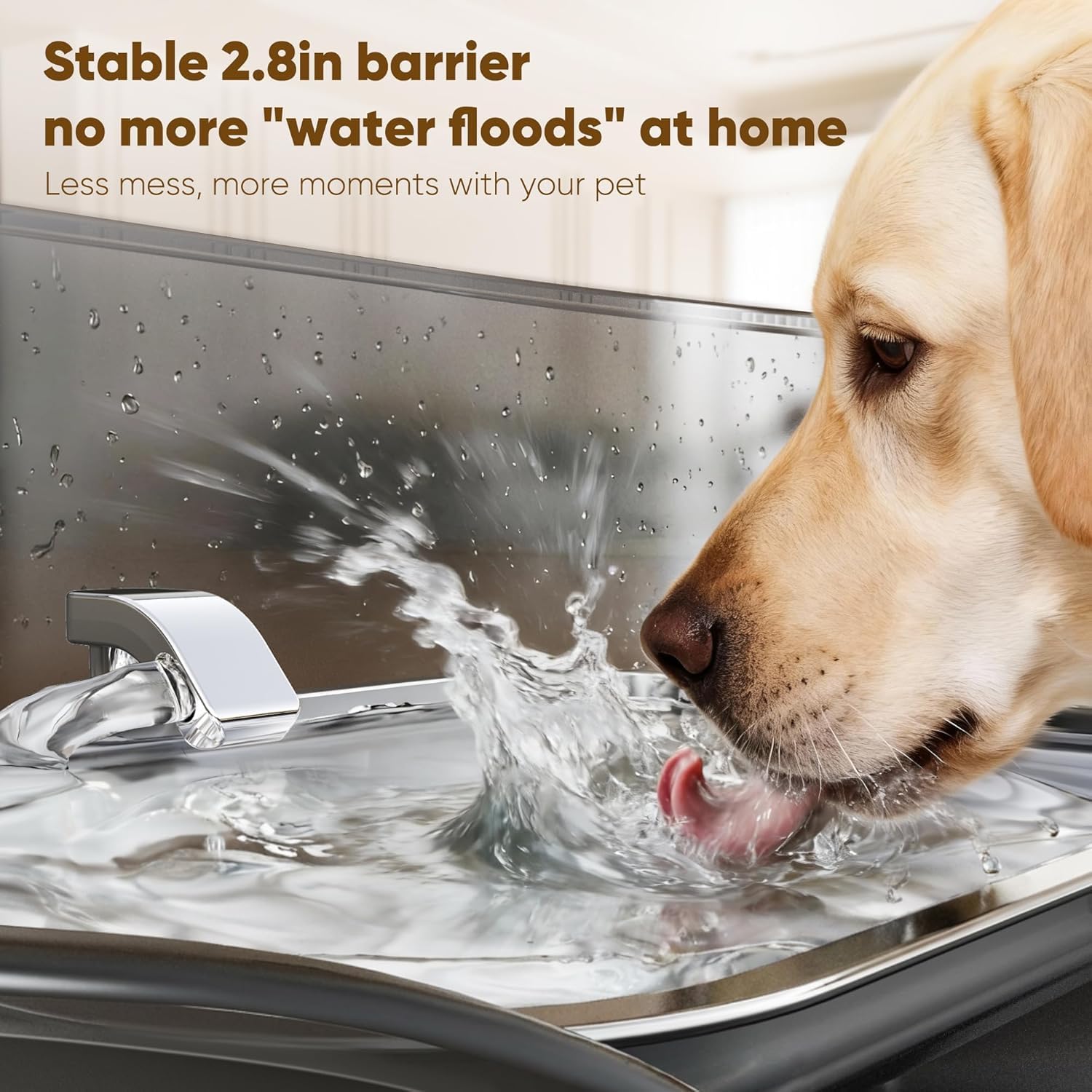 Acier inoxydable de fontaine d'eau de chien sans déversement pour grands chiens, fontaine d'eau d'animal de compagnie ultra calme 8L/2.1Gal pour chats chiens à l'intérieur, distributeur automatique