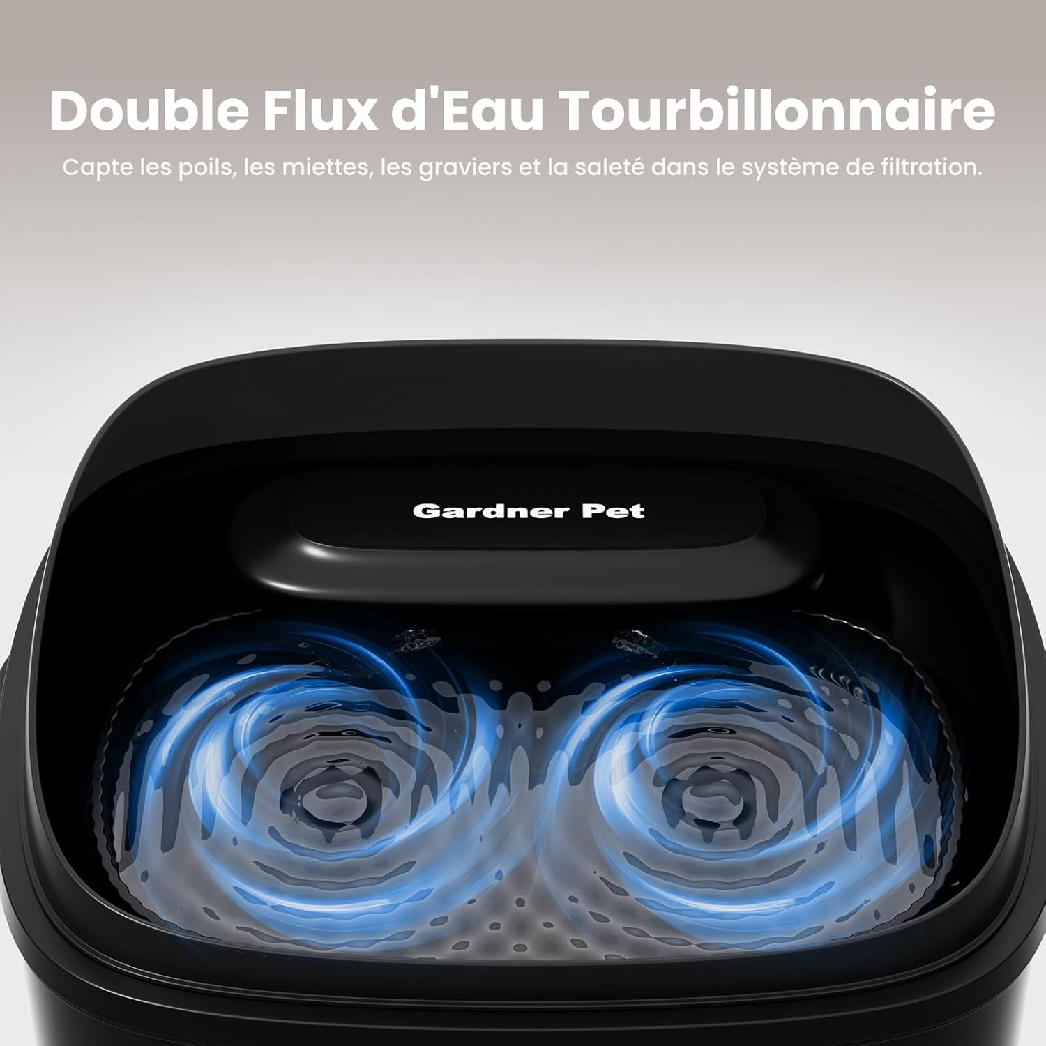Fontaine à Eau pour Chat et Chien 3.78L - Fontaine Automatique avec Filtre, Flux Tourbillonnant, Silencieuse, Réservoir Transparent et Cache Anti-Éclaboussures-Noir【sans Adaptateur】 3.78L-Noir