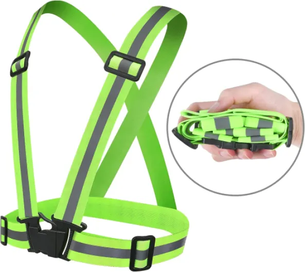 Gilet de Sécurité vélo et 4 Pièces Bracelets de Sécurité, Haute Visibilité Polyester Gilet Vélo Réglable Elastique Gilet de Sécurité, pour Course/Faire du Vélo/Enfant/Unisexe 2 Pièces