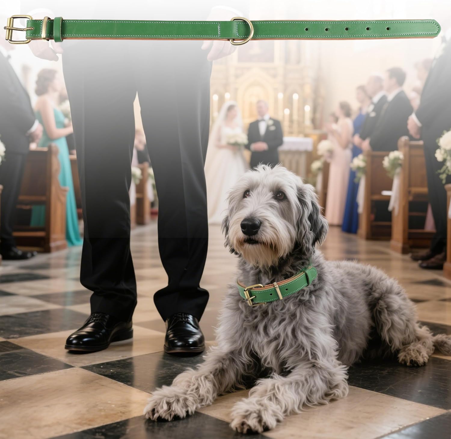 Collier pour Chien en Cuir, Collier pour Chien de différentes Tailles et Couleurs, véritable, Robuste, Confortable, Rembourrage intérieur Doux avec Design de Couleur contrastée, de 25 à 57 cm Vert XS 25-31,5 cm