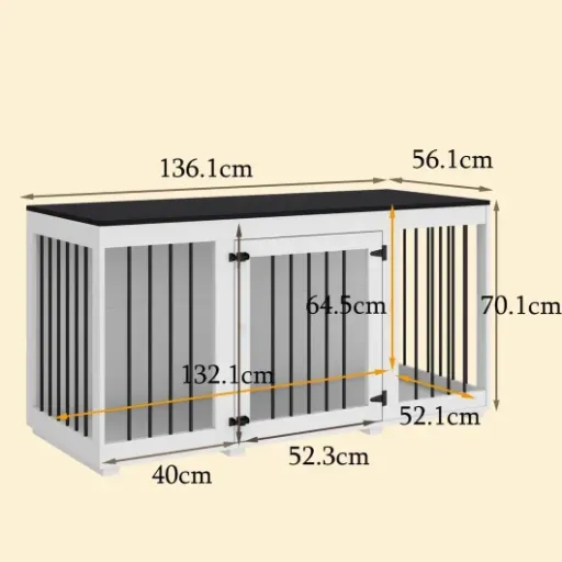 Test Cage pour Chien d'Intérieur 136 x 70 x 56 cm : la niche-meuble qui remplace la table basse