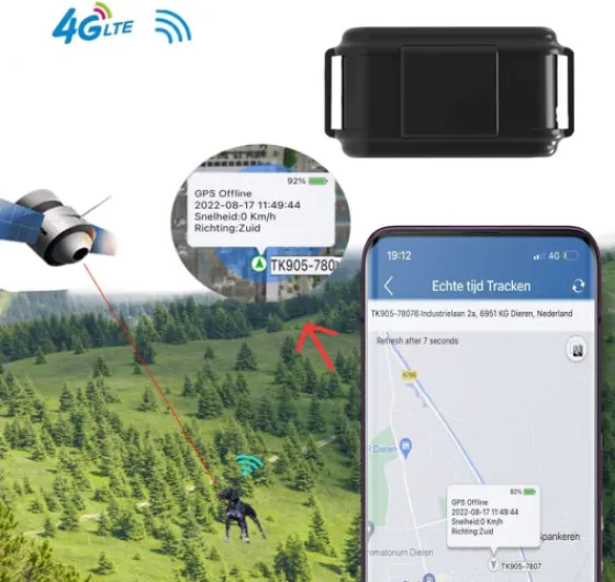 Collier GPS Chien de Chasse avec Micro Appels Vocaux Tracker Suivi en Temps Réel Alarme Sonore Pédomètre sans Limite Distance Traceur GPS Chiens Étanche sans Abonnement 4G TK919Pro