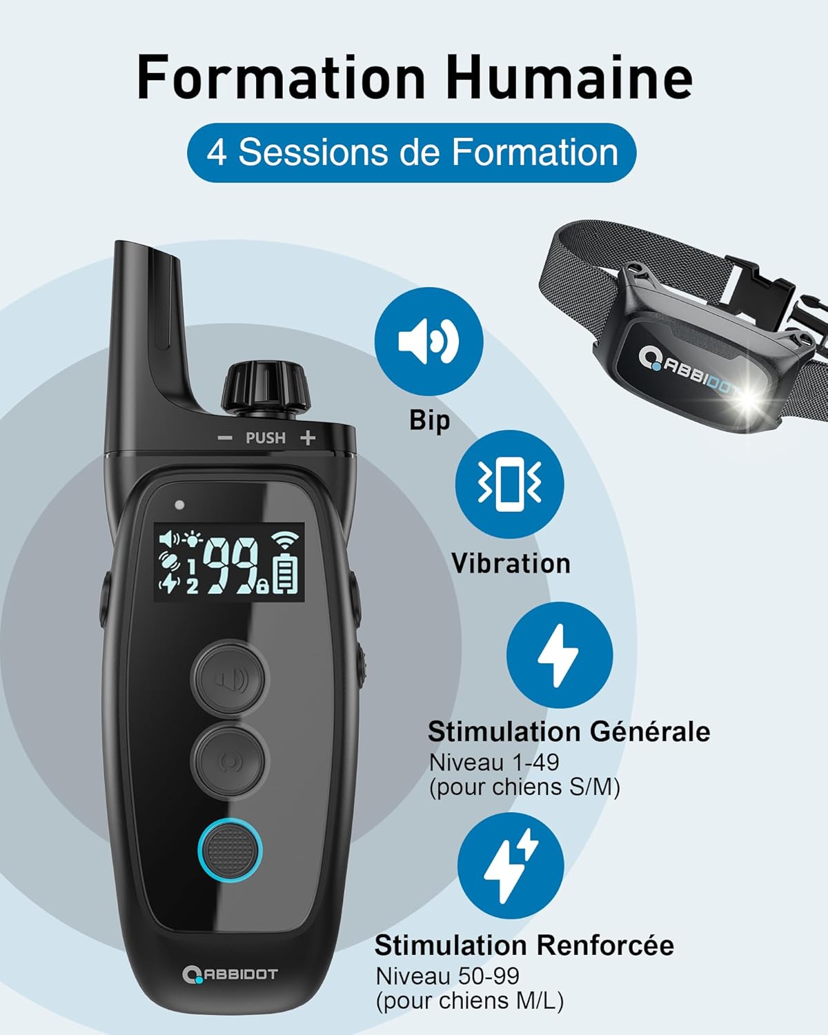 Collier de Dressage pour Chien - Veilleuse, Verrouillage de Sécurité Amélioré, 151 Niveaux de 4 Modes de Dressage, Rechargeable Collier électrique pour Petits et Grands Chiens Noir