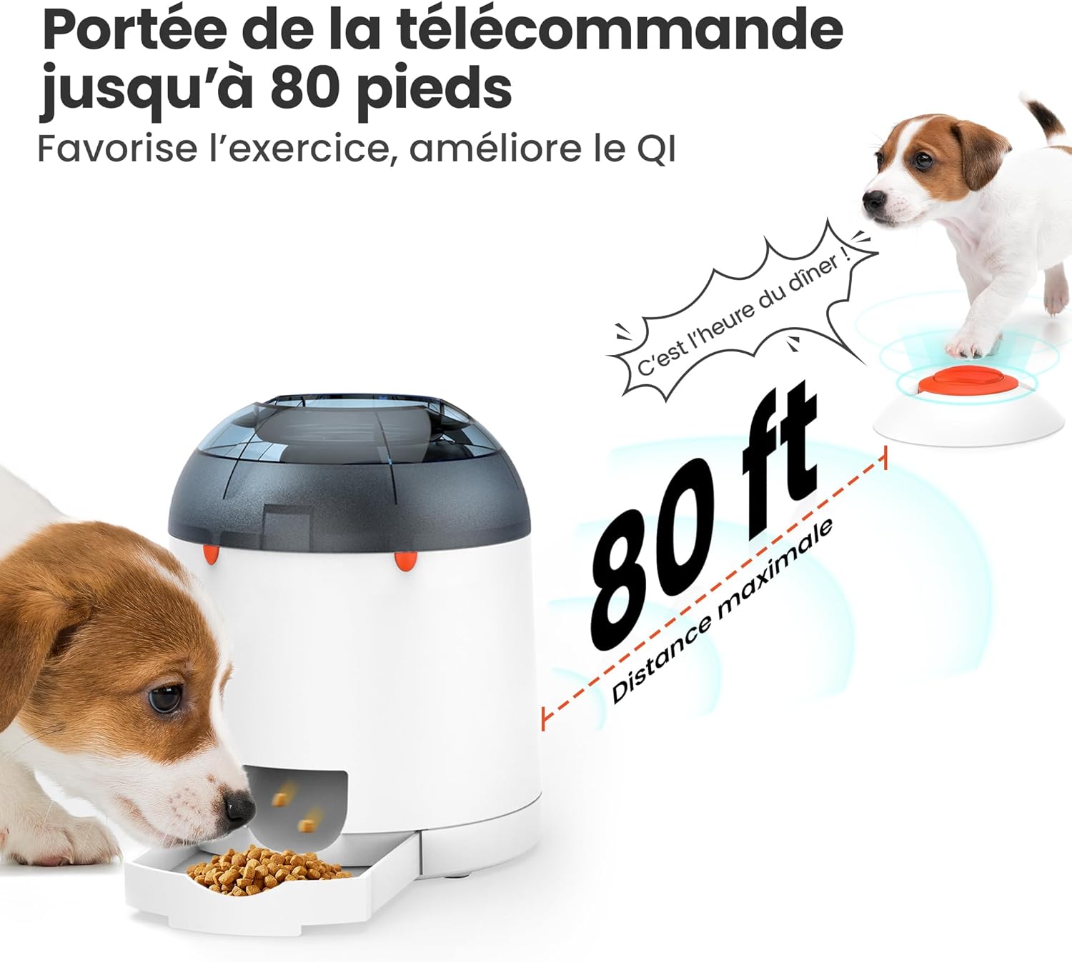 Potaroma Jouet Puzzle pour Chien, entraînement cérébral interactif, Distributeur/Mangeoire de friandises électronique avec télécommande pour Toutes Les Races, capacité de 280 ML 280ml Pet Puzzle